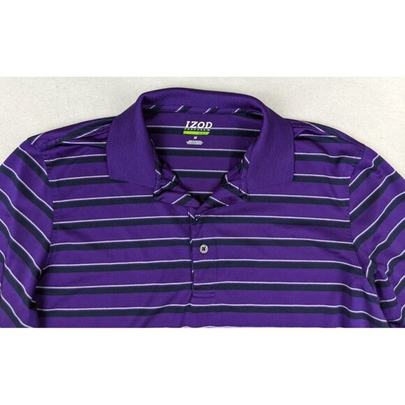 IZOD PERFORMANCE GOLF - MEN'S PURPLE STRIPED POLO SHIRT - SIZE M - Picture 3 of 7